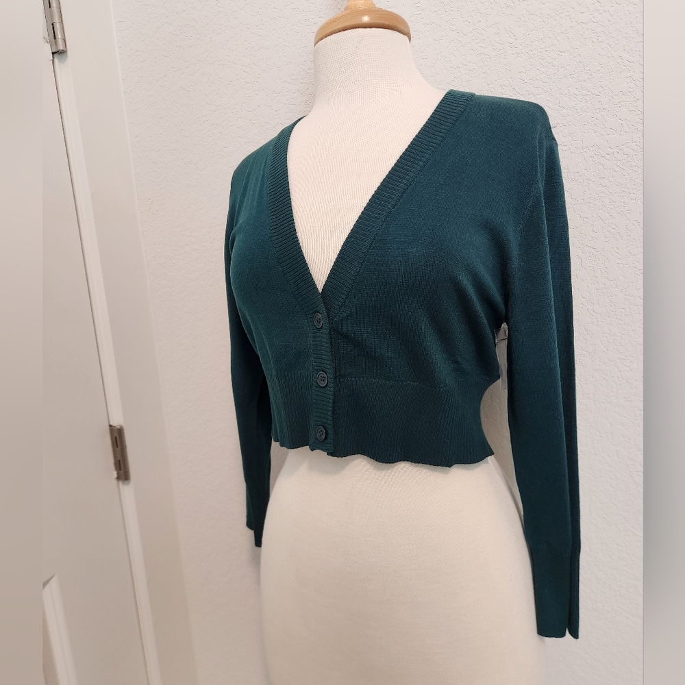 Modcloth Green Button-Up Cardigan